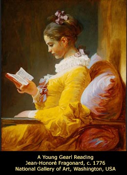 A young girl reading, by J-H. Fragonard, 1776