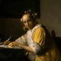 A Lady Writing by Johannes Vermeer, 1665, 
National Gallery of Art, 
Washington, USA. 
To see the full size click the image.
The image will appear in the new window.